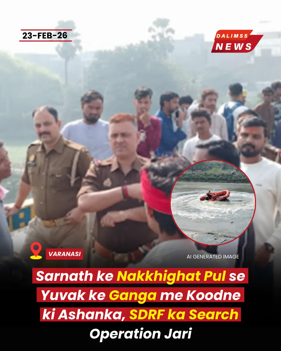 Varanasi: 20-Year-Old Youth Feared Drowned After Suspected Jump into Ganga at Nakkhighat, SDRF Search Operation Underway