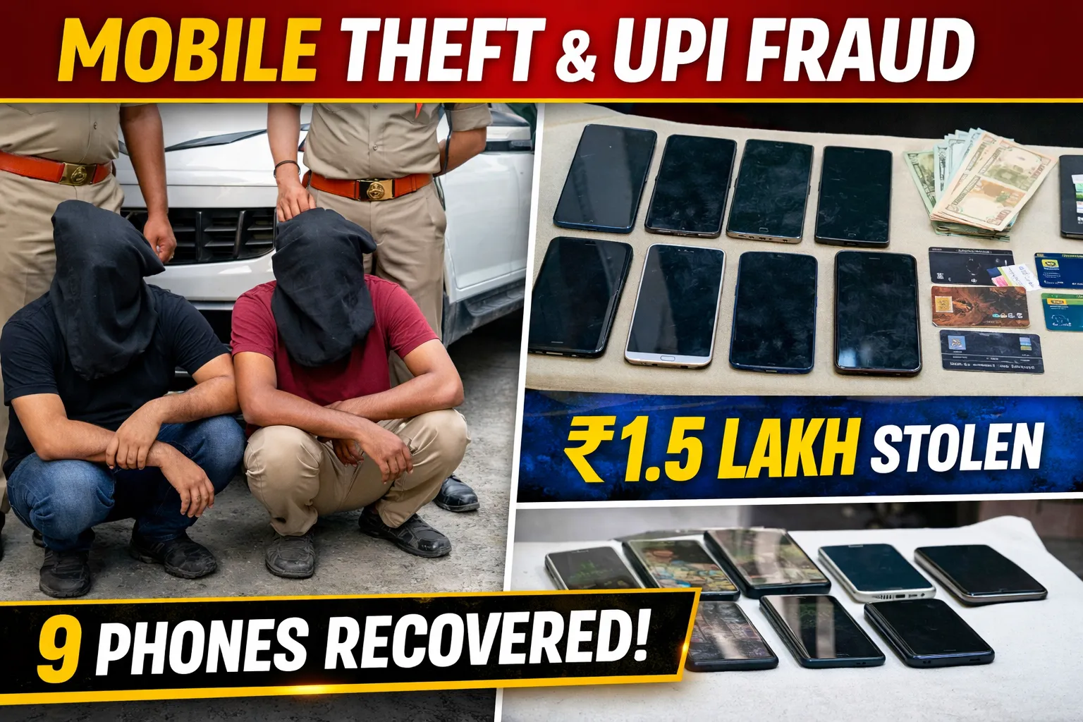 Two Arrested for Mobile Theft and UPI Fraud in Varanasi, 9 Phones Recovered