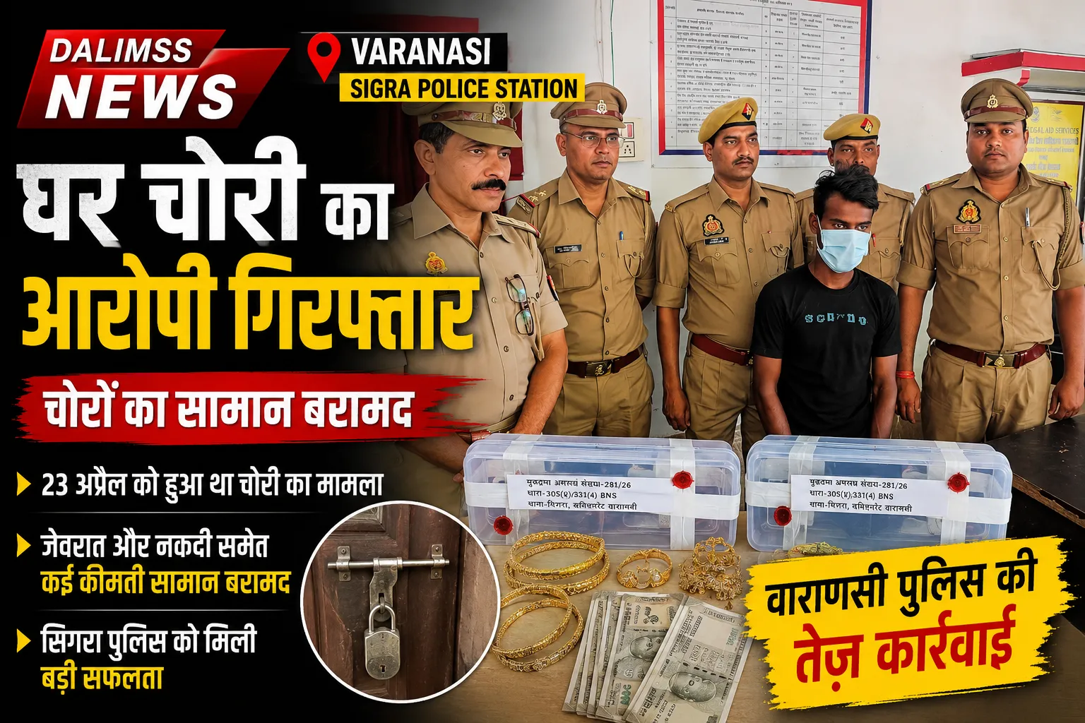 Varanasi Police Arrest House Theft Accused in Sigra Area, Stolen Jewelry and Valuables Recovered