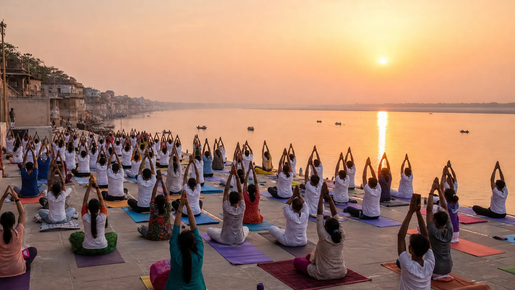 Thousands Celebrate International Yoga Day at Namo Ghat in Varanasi