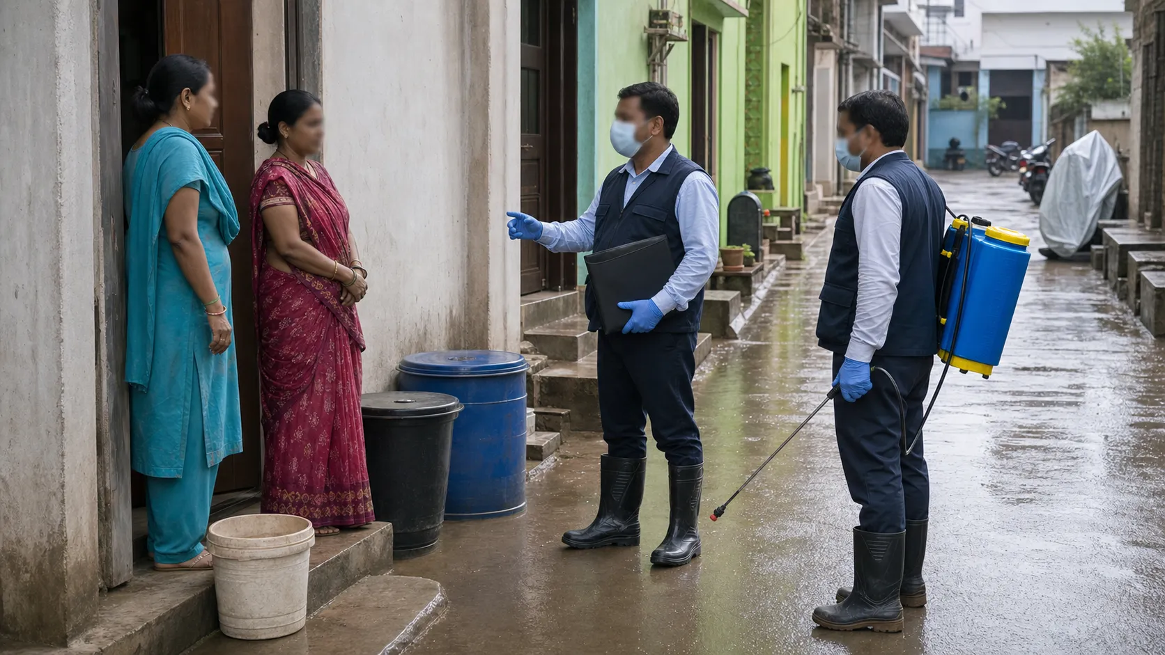 Health workers during communicable disease control drive in Varanasi