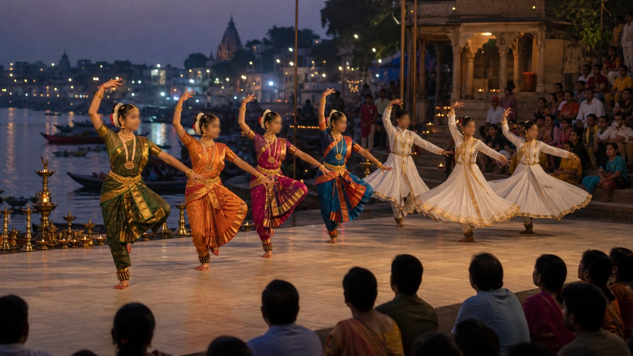 Bharatanatyam And Kathak Trainees Perform At Ghat Sandhya In Varanasi