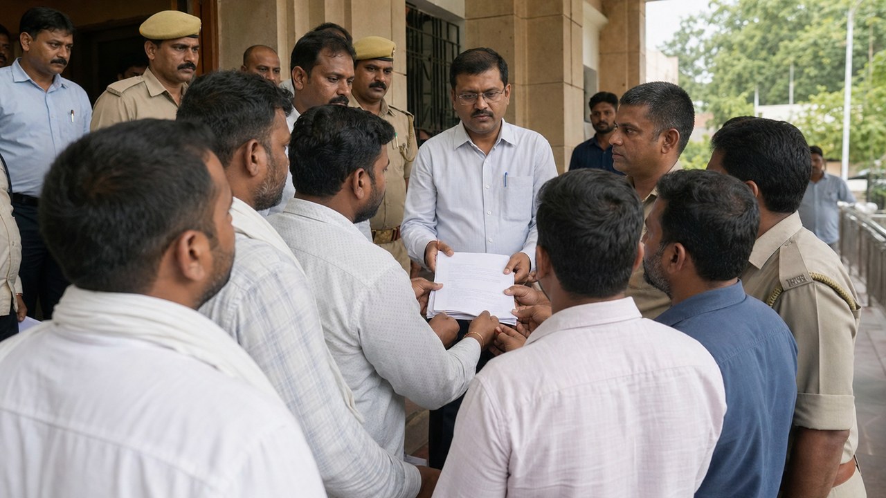 SP Workers Submit Protest Letter Against Minister Arvind Jaiswal And BJP MP Nishikant Dubey In Varanasi