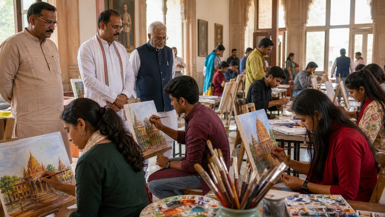 Painting Competition Held At Sampurnanand Sanskrit University Ahead Of 44th Convocation