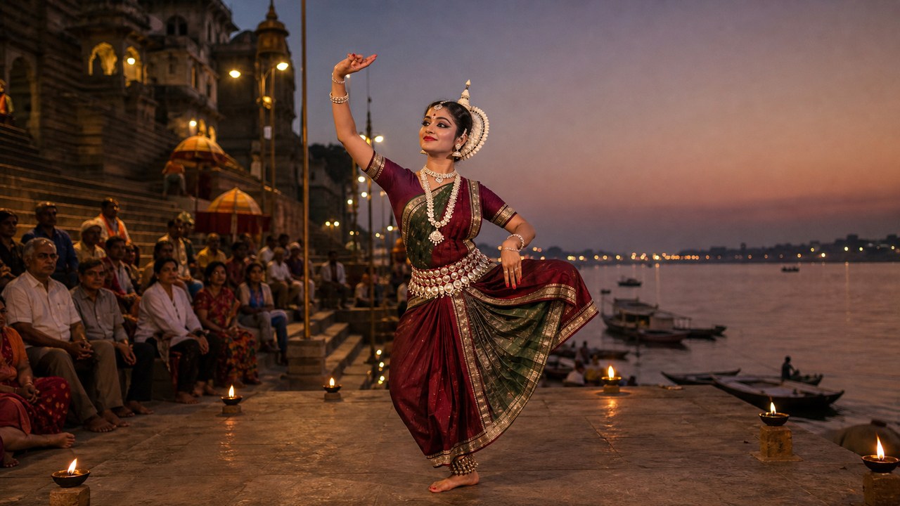 Odissi Artist Adrika Mitra Performs At Ghat Sandhya In Varanasi