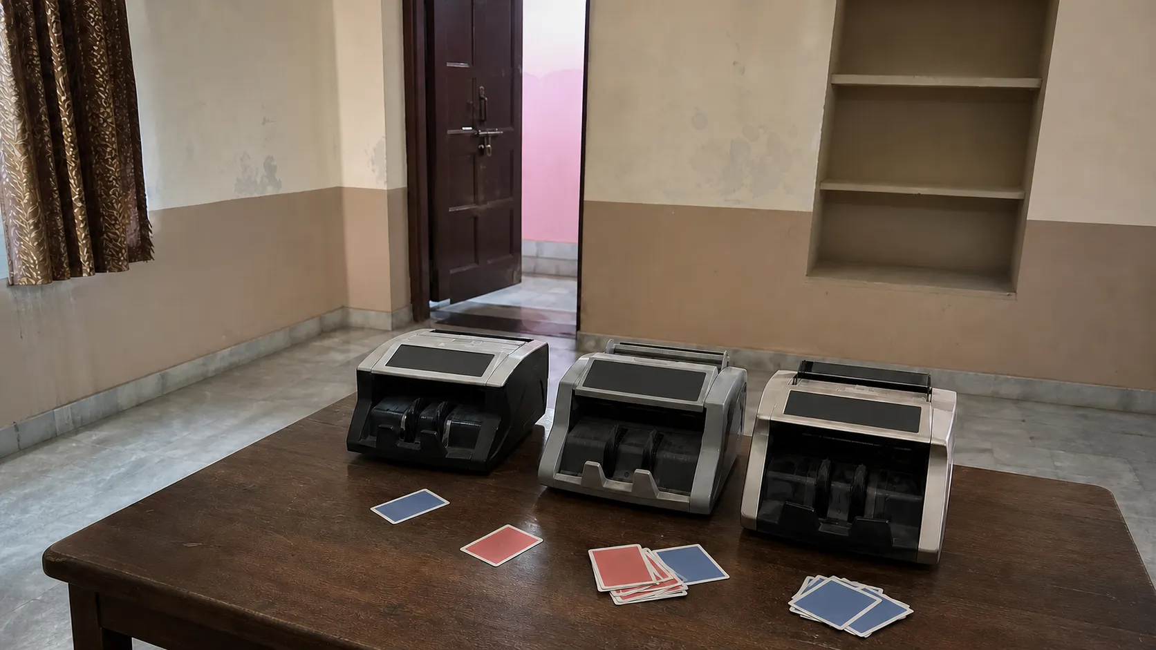 Prospective students carrying documents outside a BHU admissions building in Varanasi