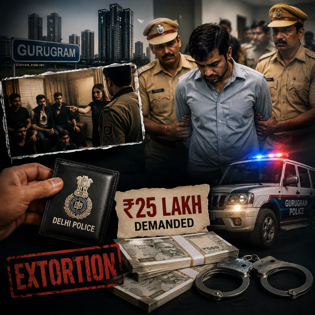 Fake Delhi Police Gang Busted in Gurugram: Bareilly CA Among Accused in ₹25 Lakh Extortion Attempt
