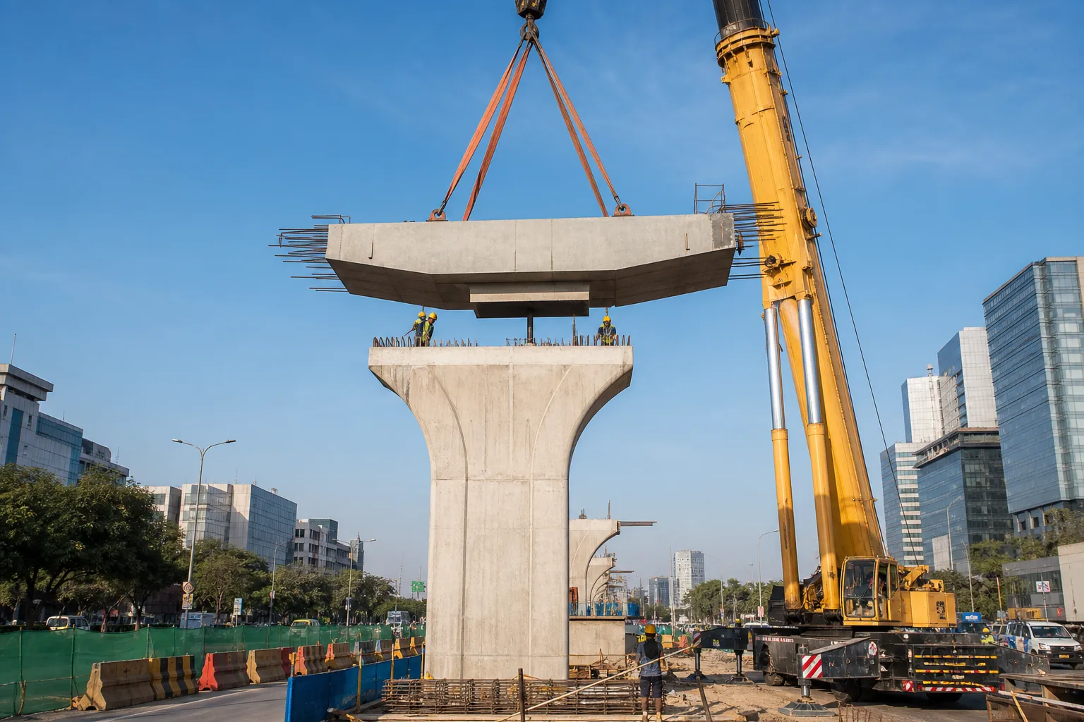 Gurugram Metro Installs First Pier Cap Near Sector 40