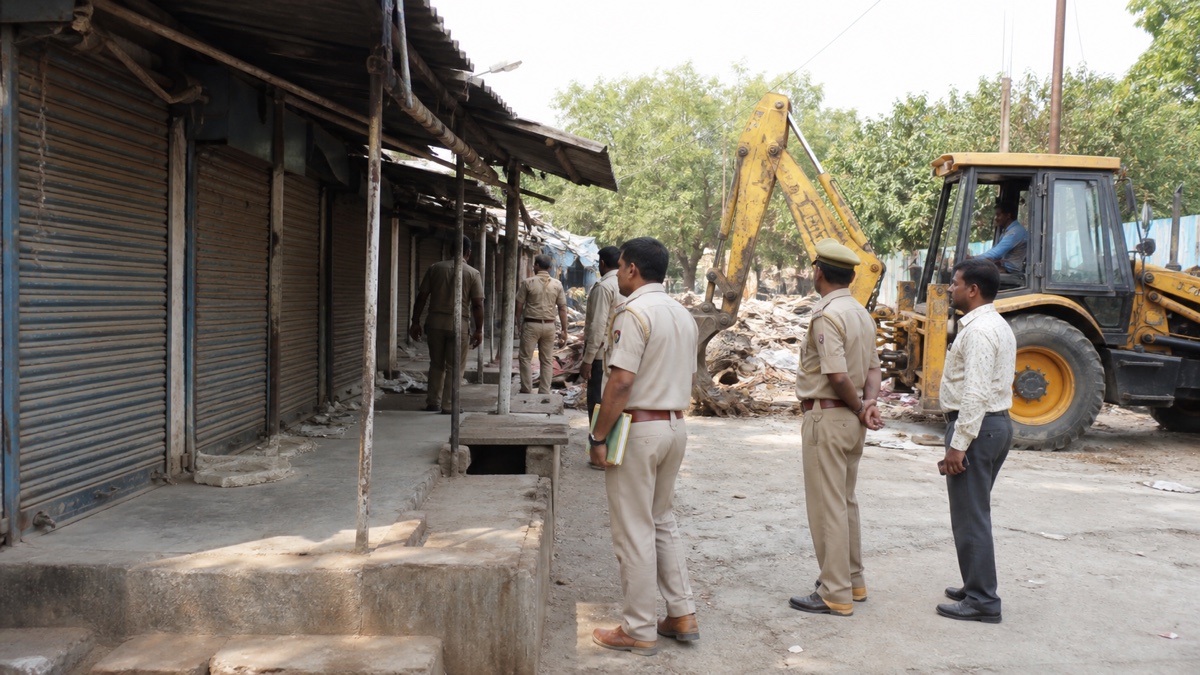 Varanasi Civic Body Demolishes 12 Meat Shops in Awaleshpur During Sawan Drive