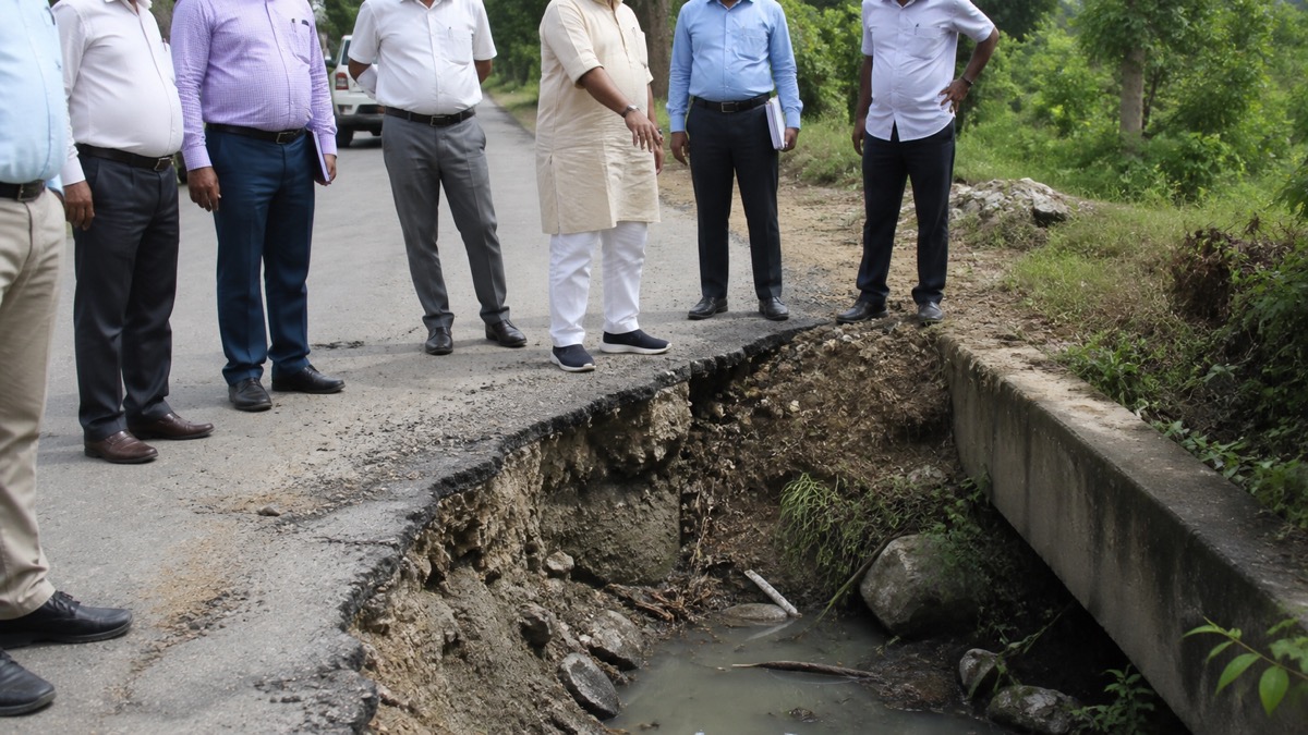 Minister Inspects Damaged Road in Dhab, Orders PWD to Speed Up Work