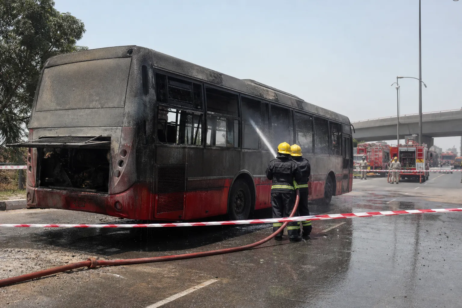 Passengers Evacuated Safely as Gurugram City Bus Catches Fire Near Sirhaul