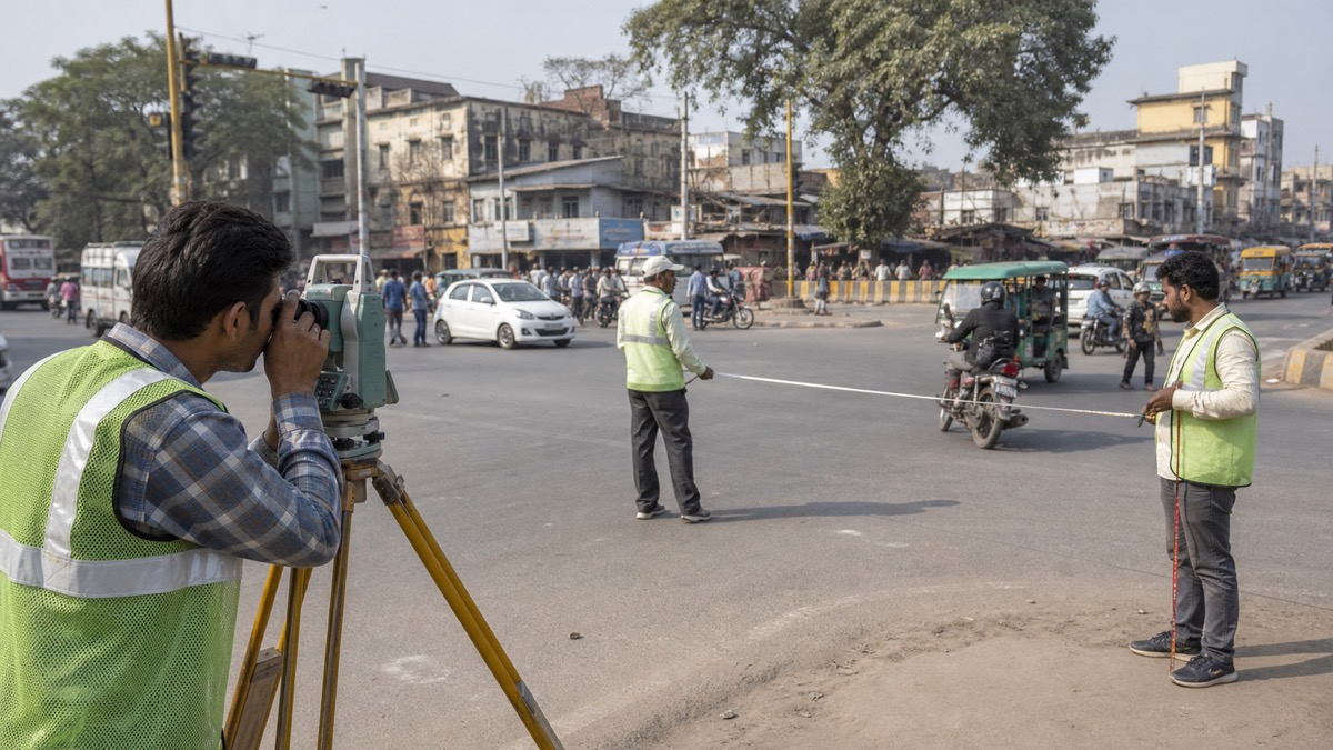 PWD Surveys Maheshpur Junction for Proposed Pedestrian Foot Overbridge