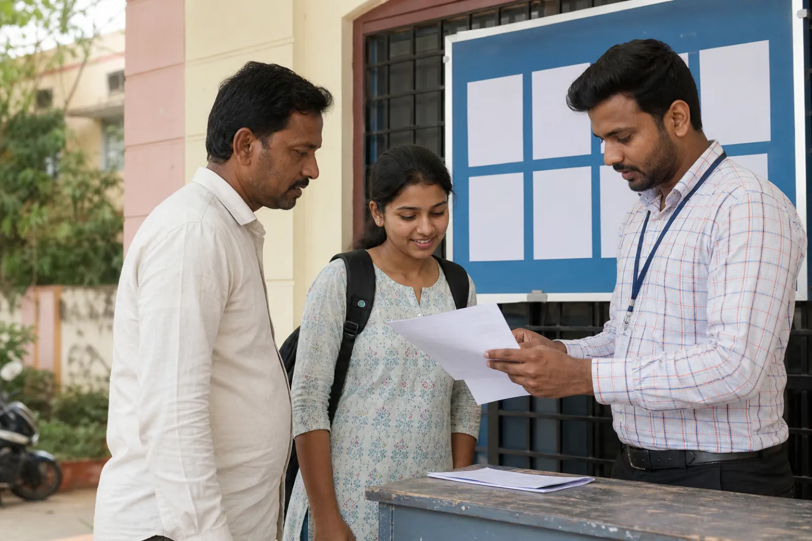 Telangana students and parents checking a junior-college admission notice