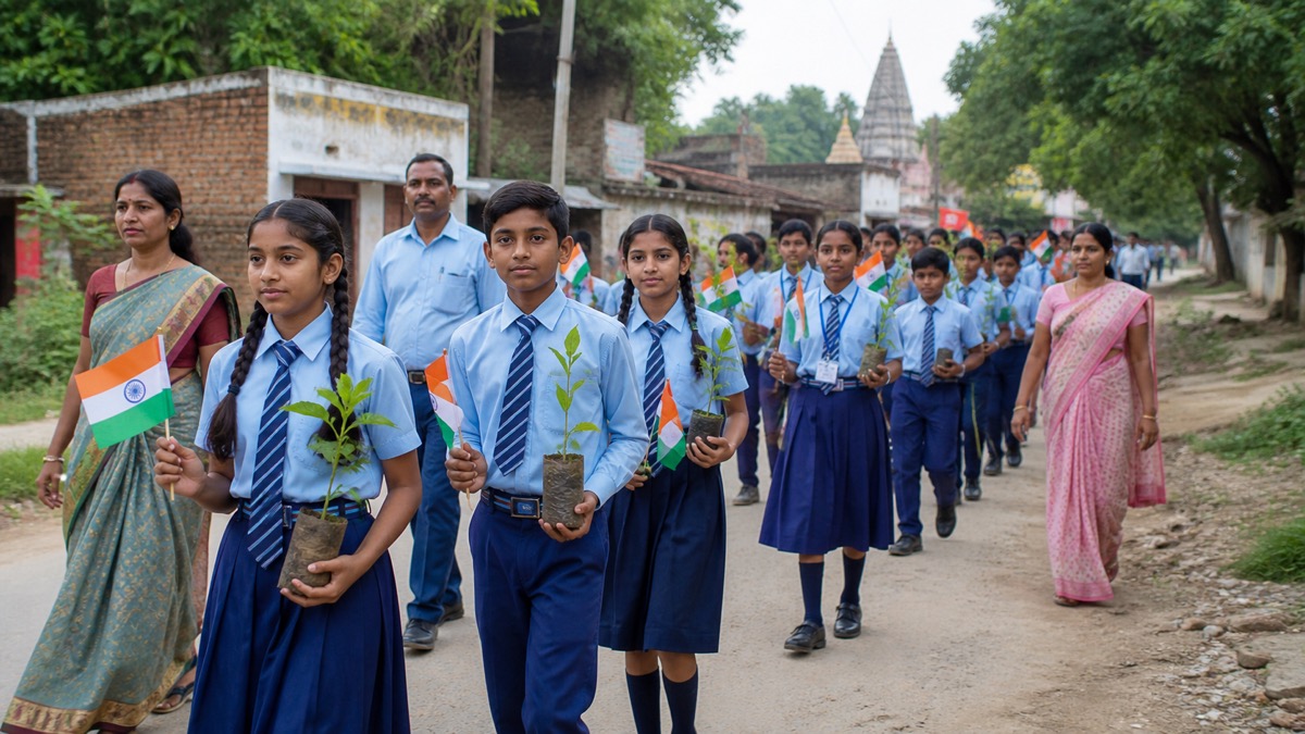 Sewapuri School’s Prabhat Pheri Puts Environmental Duty Into Independence Day