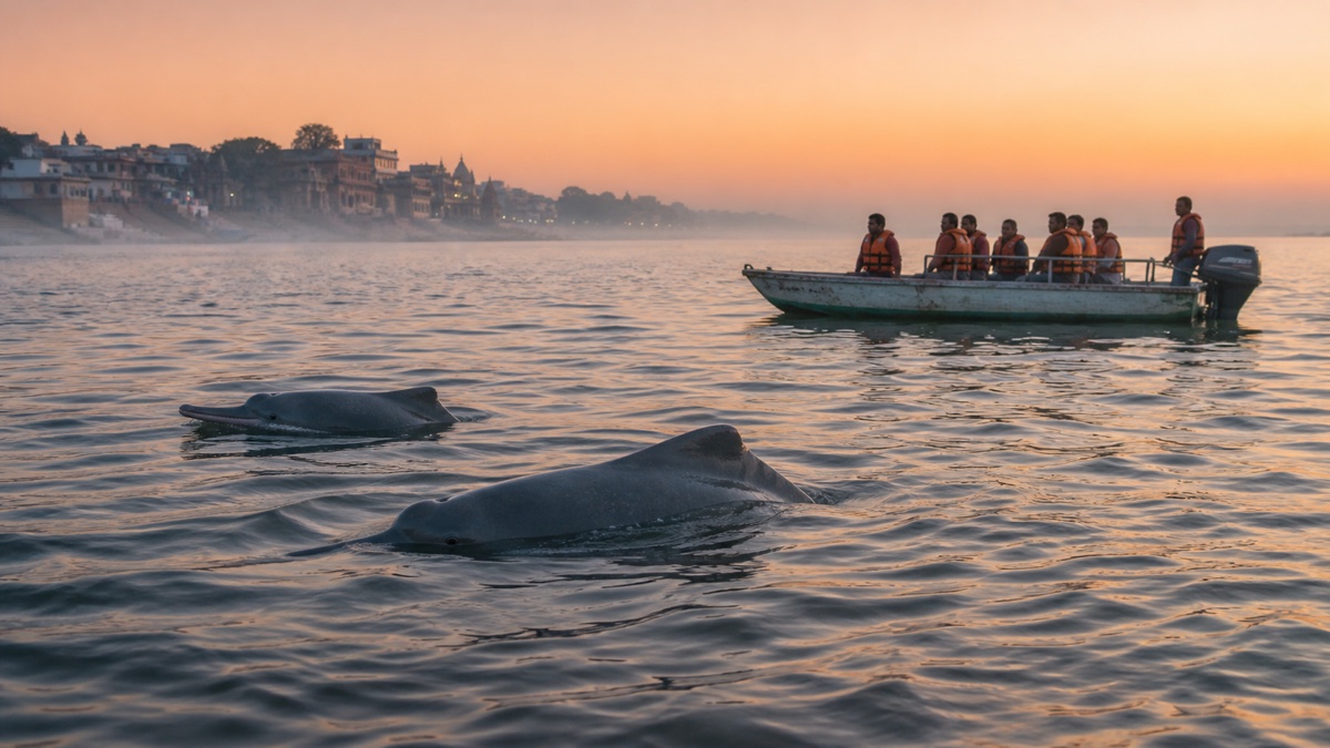 Two Gangetic Dolphin Points Near Varanasi Pair River Tourism With Local Conservation