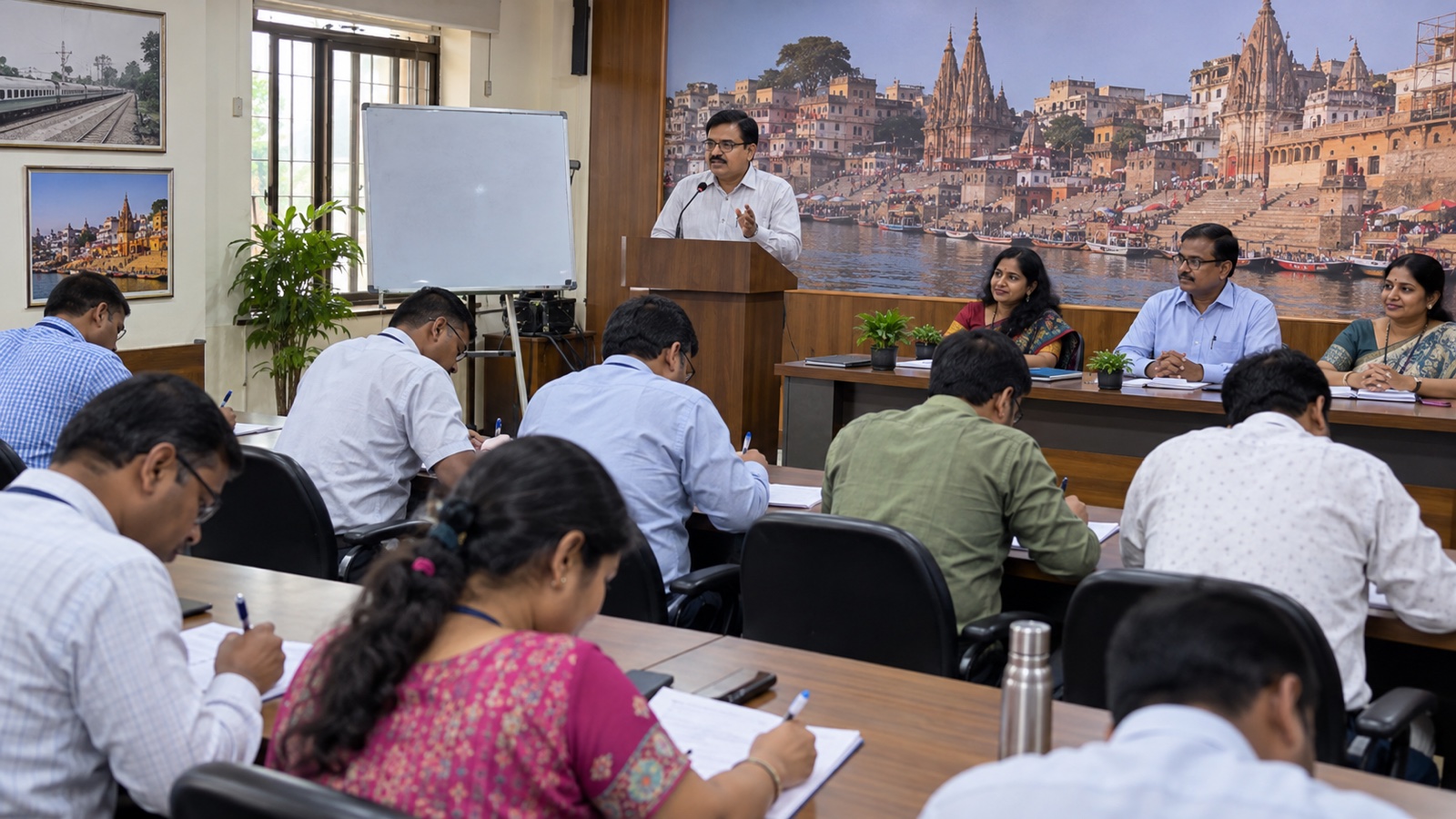 Railway employees attending a Hindi language programme in Varanasi