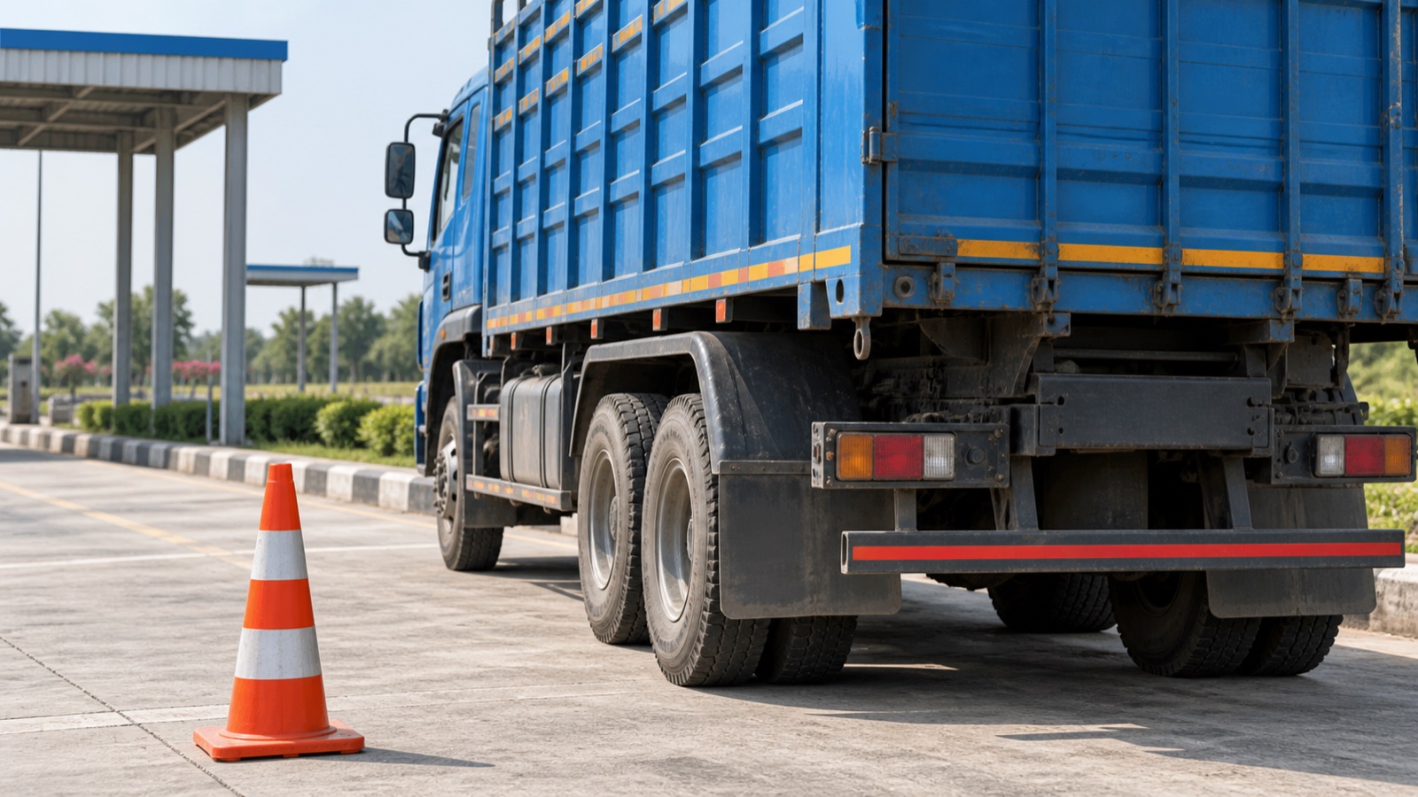 Representative image of a cargo truck at a road inspection lay-by
