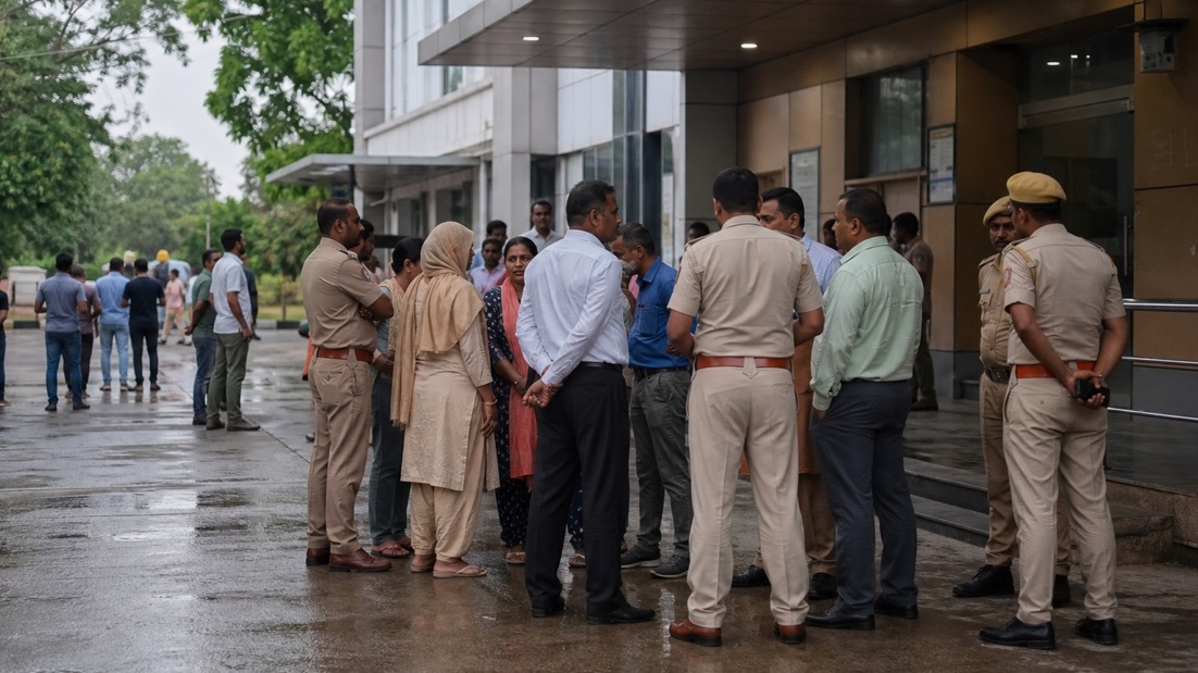 Relatives seeking answers outside a private hospital in Varanasi