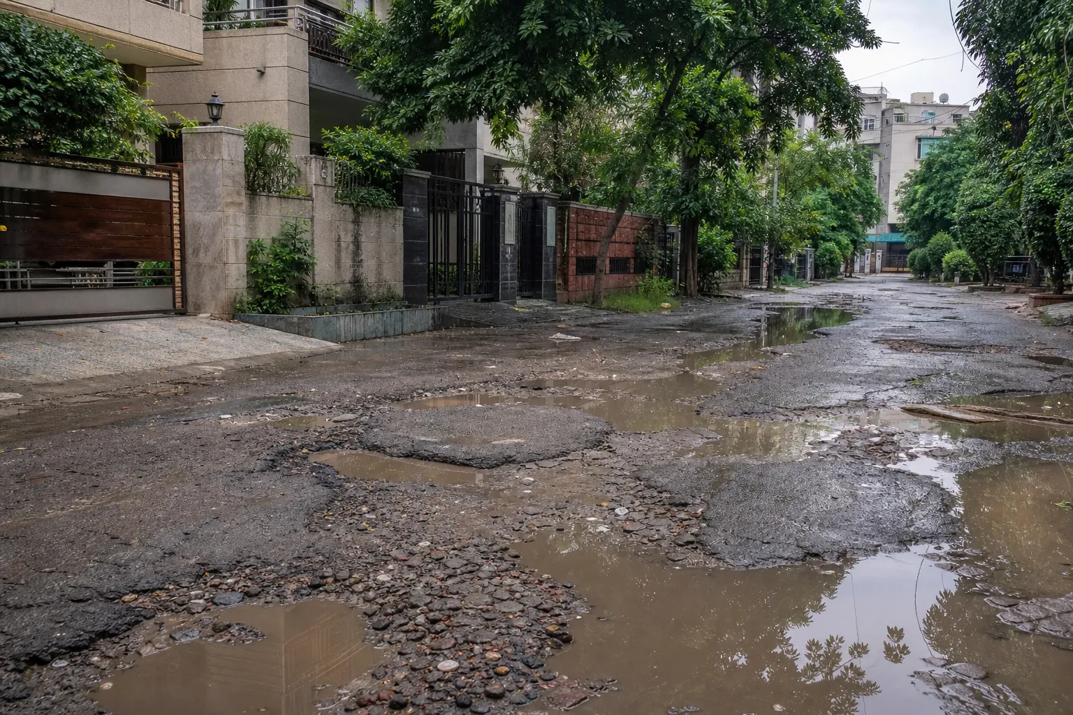 Sushant Lok-3 Roads Await Repairs After MCG Takeover