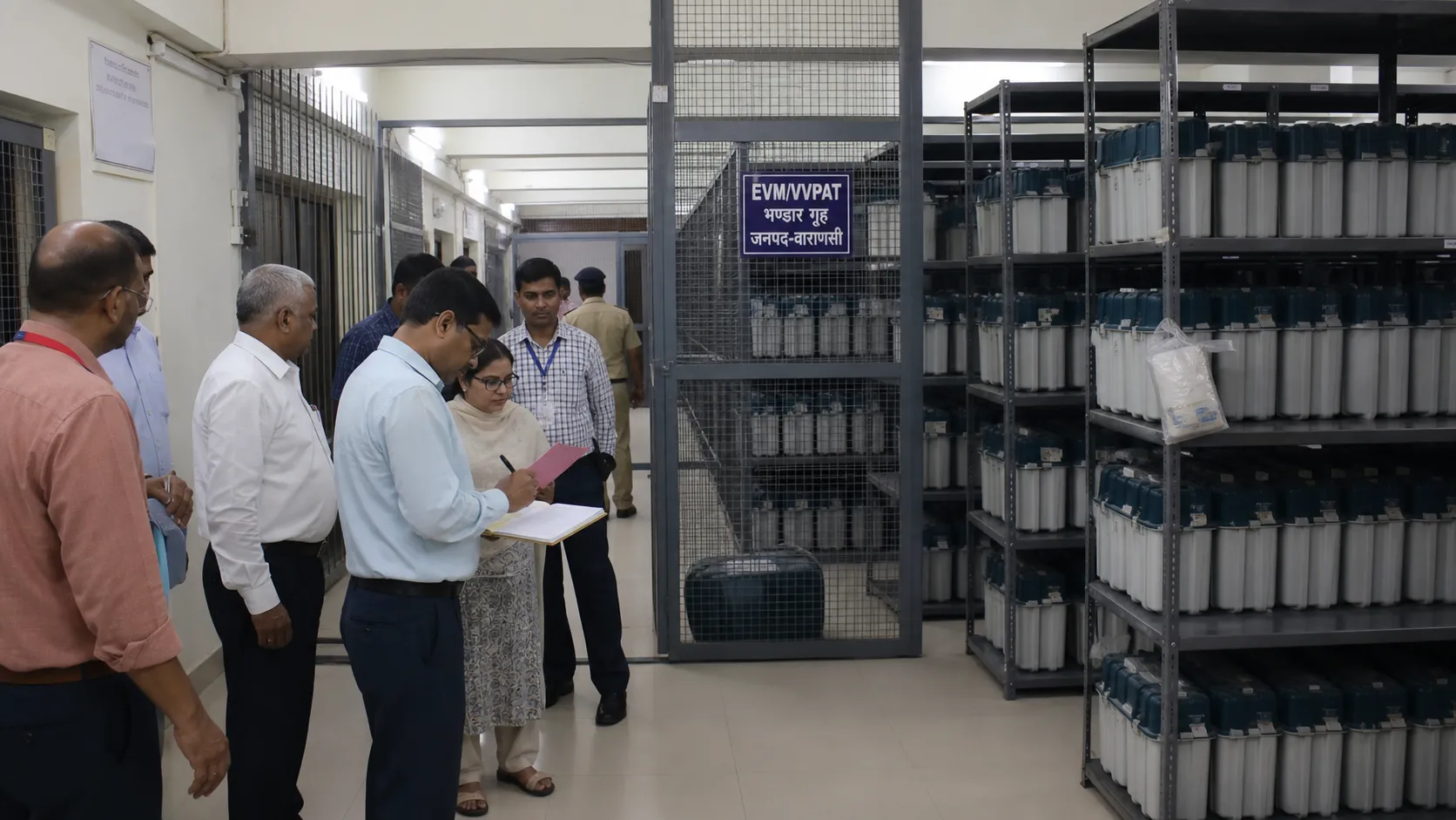 Varanasi DM Inspects EVM-VVPAT Warehouse With Party Representatives