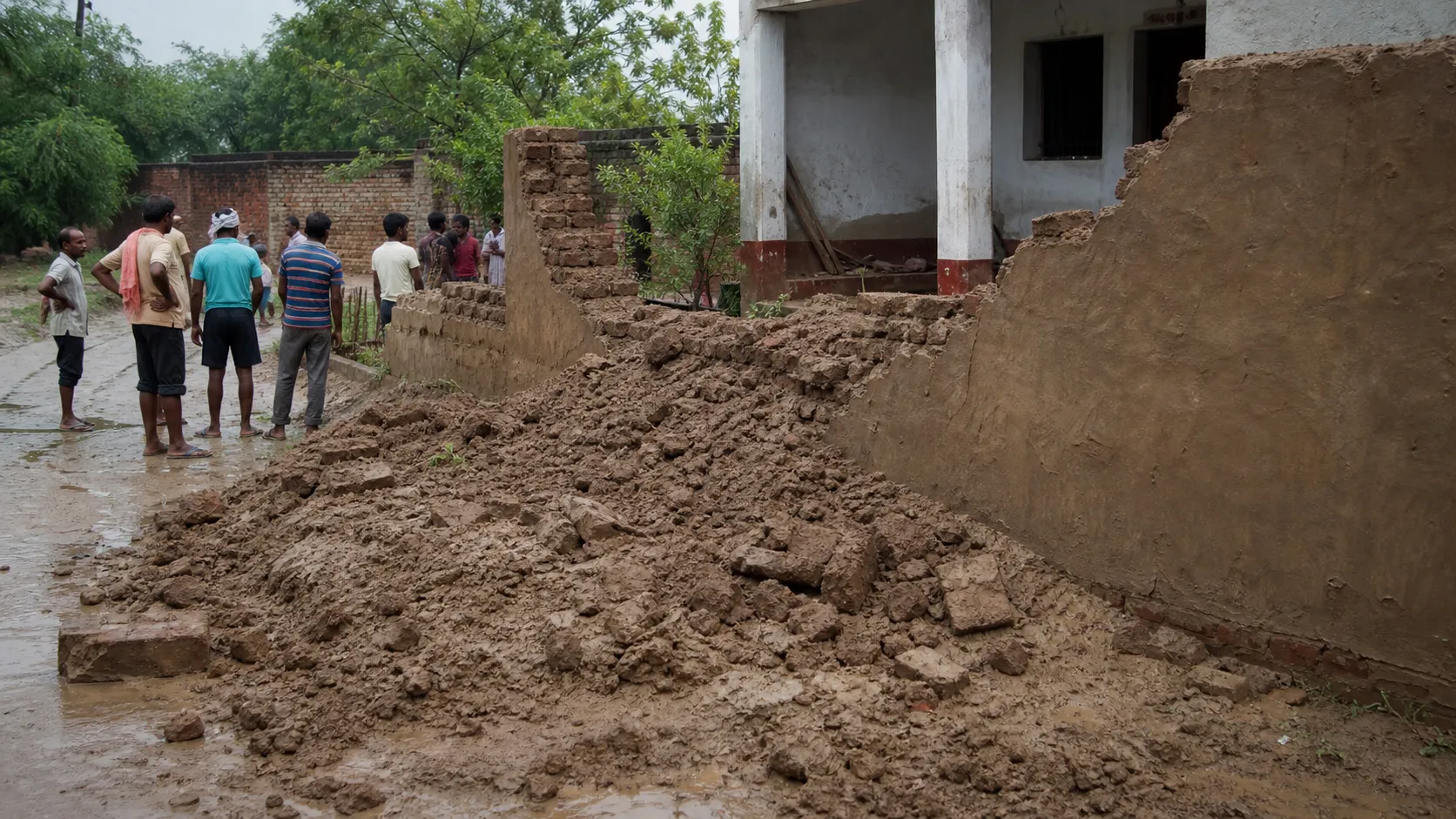 Woman Injured as Rain-Soaked Kutcha Wall Collapses in Mirzamurad Village