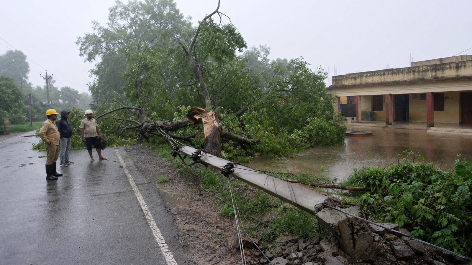 Rain Topples Tree and Power Pole as Water Enters Pindra Health Centre