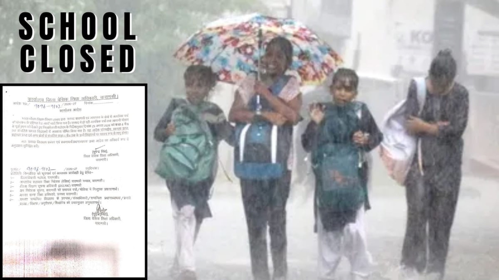 Varanasi Closes Classes 1 to 8 on September 3 Amid Heavy-Rain Alert