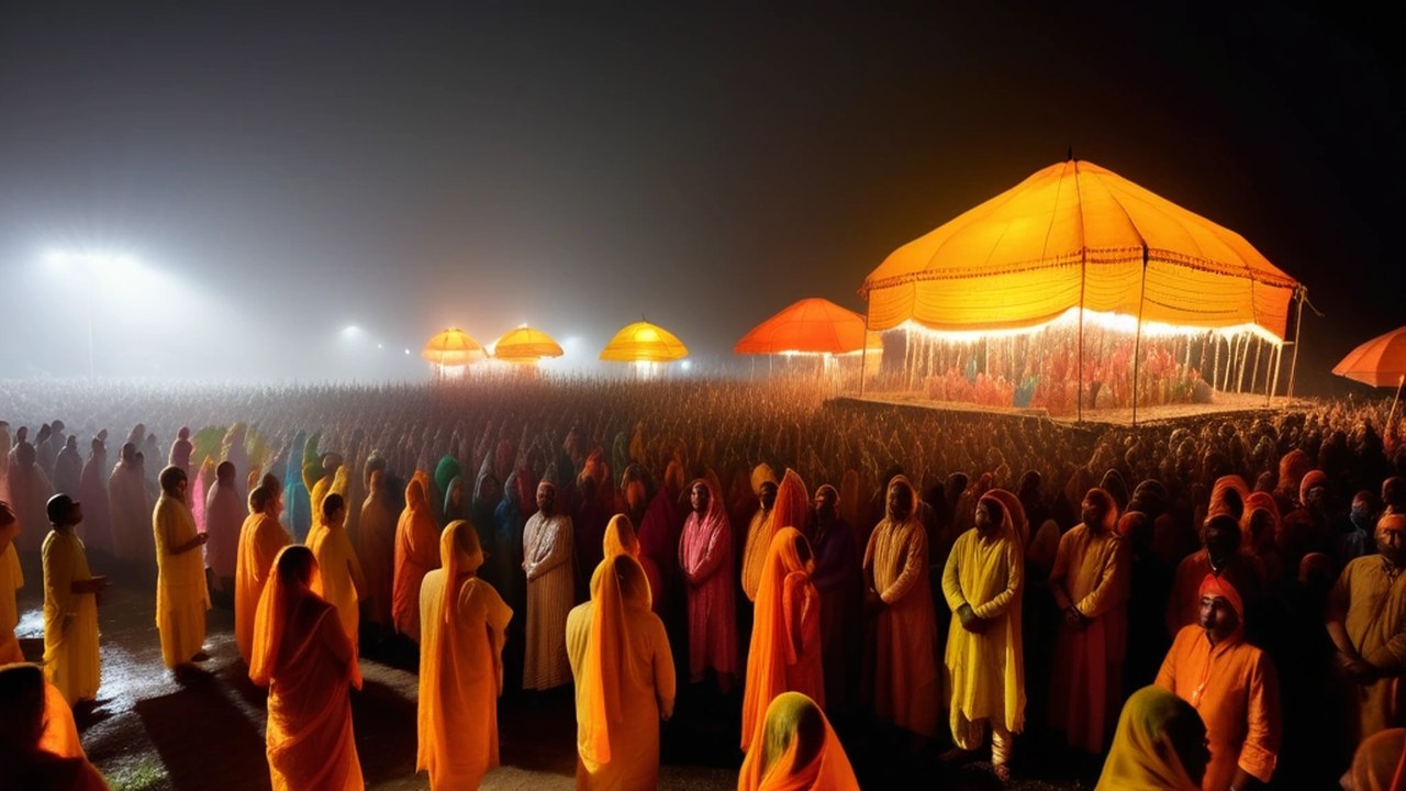 Rain-Soaked Ramnagar Stages Ram’s Birth on Ramlila Day Two