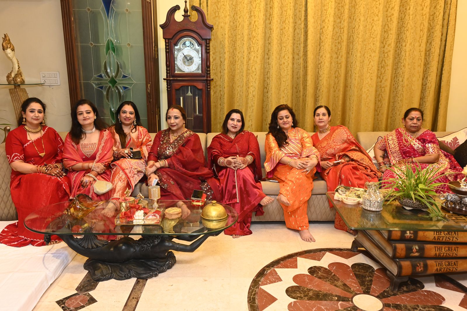 Guests seated together during the get-together Karwa Chauth get-together, Varanasi