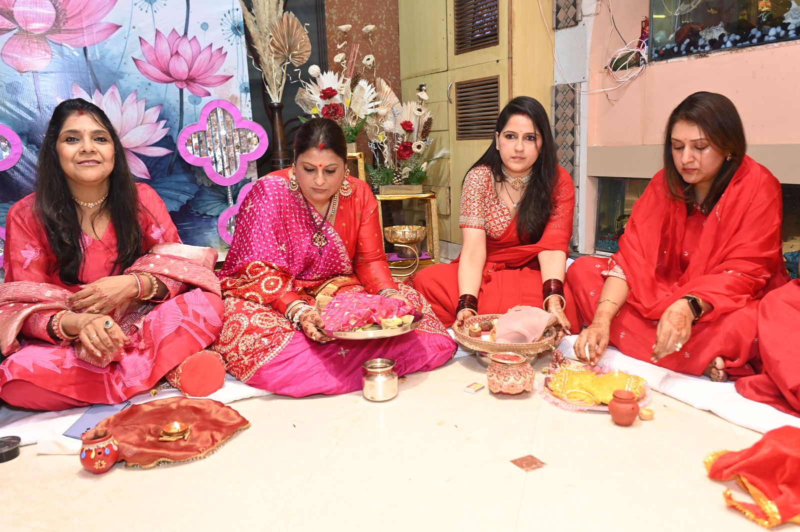 Guests seated together during the gathering, Karwa Chauth get-together, Varanasi